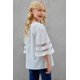 thumbnail image 1 of ABPHQTO Blusa blanca con panel de malla y mangas acampanadas 3/4 para mujer, 1 of 5