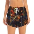 thumbnail image 4 of Lsque Vintage Floral Skull Printed Women's Running Shorts with Liner Pockets,Elastic Quick Dry Workout Athletic Gym Yoga Shorts,Womens High Waist Shorts-Small, 4 of 9