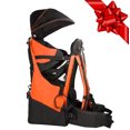 thumbnail image 2 of Clevr Deluxe Baby Backpack Hiking Cross Country Lightweight Carrier w/ Stand and Sun Shade Visor, Orange, 2 of 9