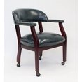 thumbnail image 2 of Boss Office Chaise de Capitaine en Bleu et Acajou avec Roulettes, 2 of 5