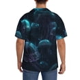 thumbnail image 7 of Goofa Ice blue light spot jellyfish Printed Men's Casual Short-sleeved Shirt,Lightweight Breathable Button-down,Summer Casual men's top,Versatile Fashion shirt-X-Large, 7 of 7