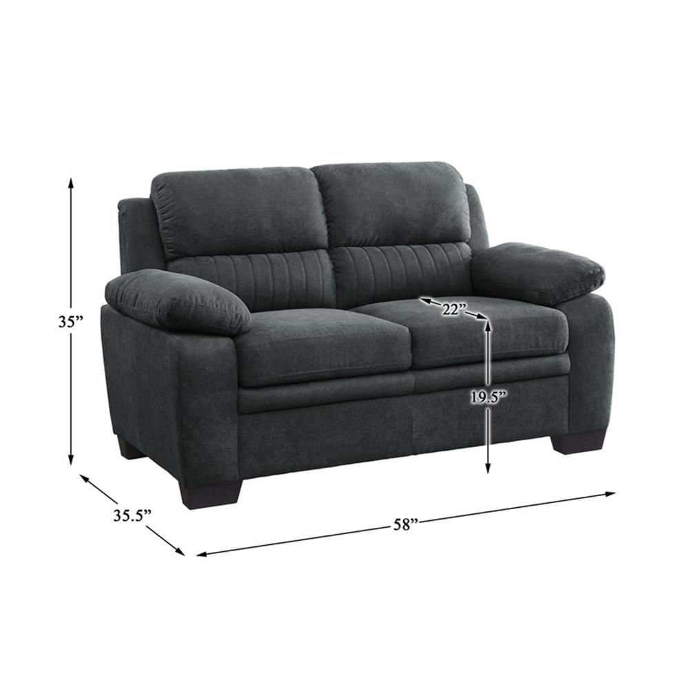 Pemberly Row Modern Textured Fabric Loveseat with Exposed Legs in Dark Gray