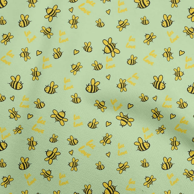 oneOone Velvet Mint Green Fabric Honey Bees Craft Projects Decor Fabric Printed By The Yard 58 Inch Wide