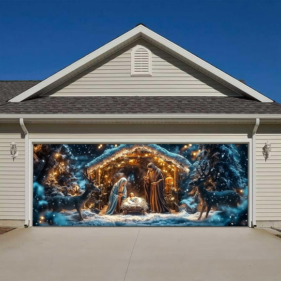 Large Christmas Garage Banner for Festive Holiday Decorations and Seasonal Outdoor Celebrations