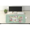 thumbnail image 2 of Floral Computer Mouse Pad, Tropical Flower with Flamingos Retro Wedding Romance Petals Graphic Artwork, Rectangle Non-Slip Rubber Mousepad X-Large, 35" x 15", Mint Green Pink, by Ambesonne, 2 of 2