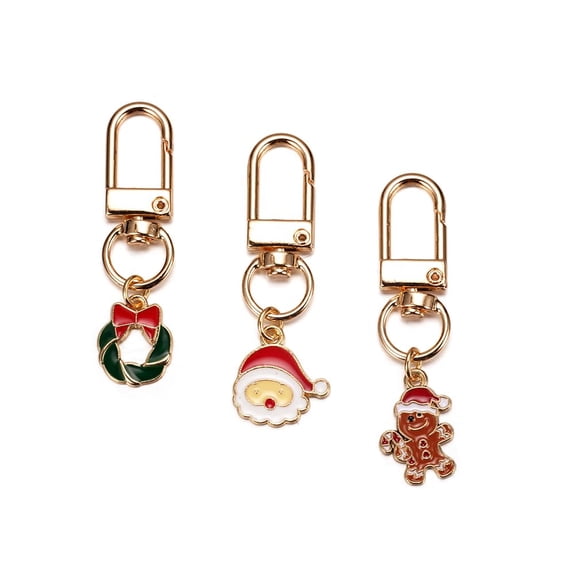 Cute Keychain 3pcs Set Christmas White Tree Deer Snowflake Small Key Chain for Women Bag Charm Car Key Ring Pendant Purse Backpack Handbag Earphone Case Decoration