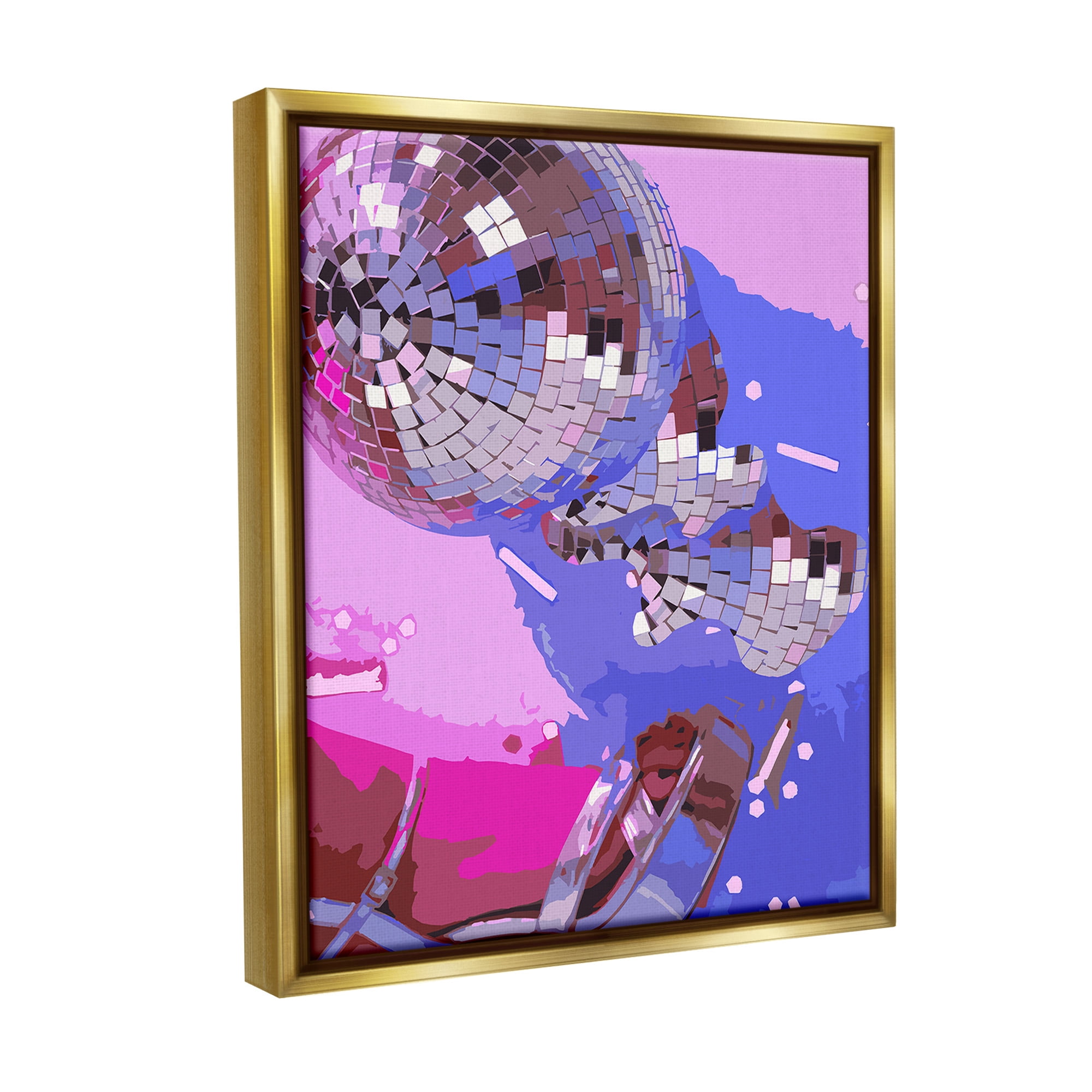 Stupell Industries Abstract Disco & Shoes Abstract Painting Gold Floater Framed Canvas Art Print Wall Art, 25 x 31