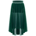 thumbnail image 2 of YUUMIN Kids Girls Shiny Rhinestone Split High Low Mesh Skirts Lyrical Contemporary Modern Ballet Dance Skirts Green 14, 2 of 6