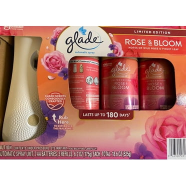 Glade Automatic Spray Diffuser Kit plus 3 Refills (Rose  & Bloom) Limited Edition