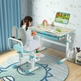 thumbnail image 4 of Costway Height-Adjustable Kids Desk Children Study Table with Tilt Desktop & Book Stand Blue, 4 of 9
