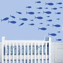 115Pcs Blue Fish Decals Ocean Theme Wall Stickers Peel and Stick for Kids Bedroom Living Room Nursery Playroom Classroom Decor