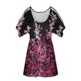 thumbnail image 5 of Cold Shoulder Tops For Women Pleated Front Floral Print Short Sleeve Blouses Summer Casual Shirts Plus Size Tunics, 5 of 5
