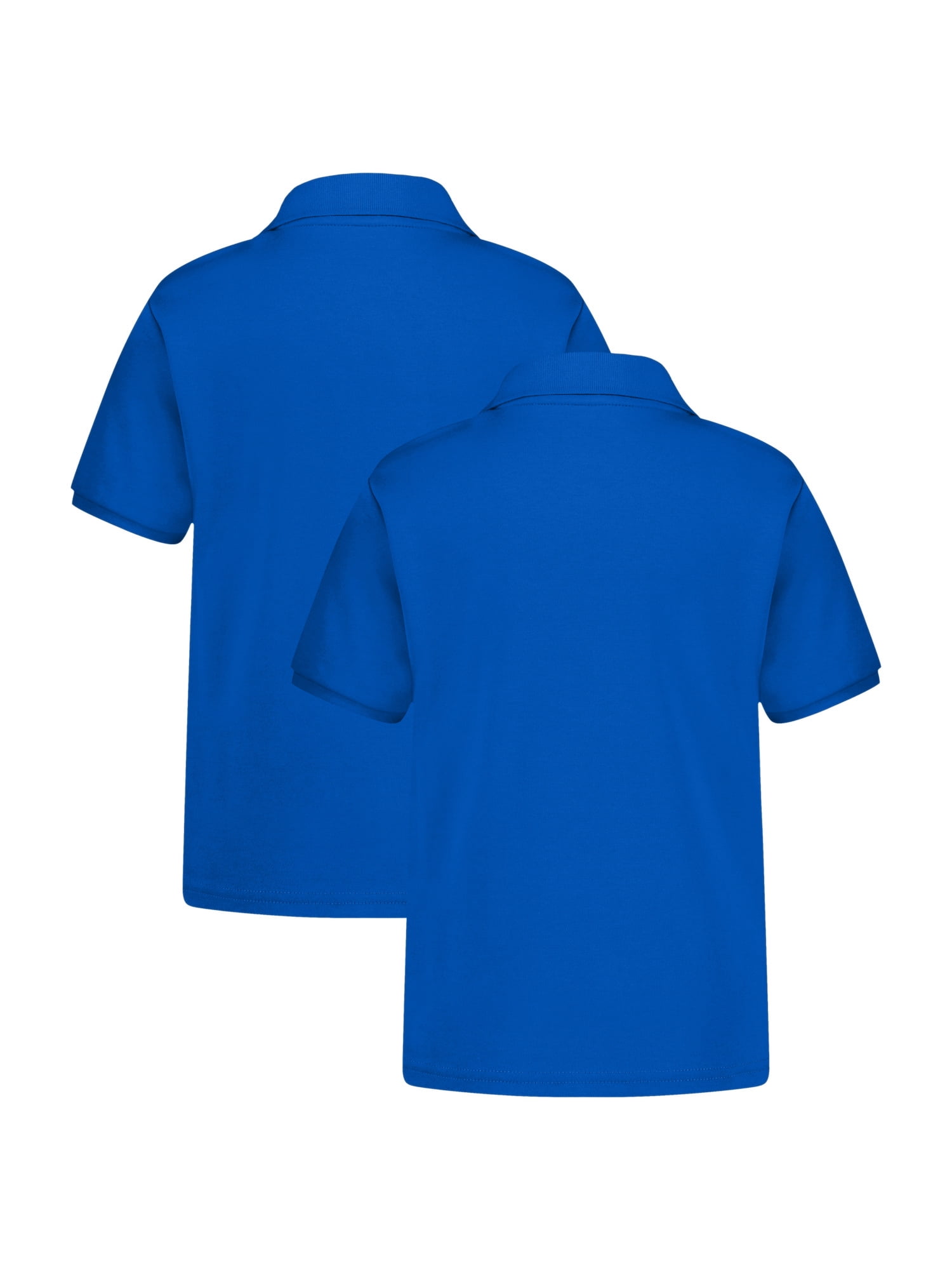 Wonder Nation Girls School Uniform Interlock Short Sleeve Polo Shirt, 2-Pack, Sizes 4-18 & 10-16 Plus