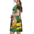 thumbnail image 2 of Easygdp Tree Frog Sitting On Sunflowes para Vestido Transpirable de Mujer, Vestido Suelto de Manga Corta con Pliegues y Bolsillos para el Verano, 2 of 6