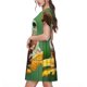 thumbnail image 2 of Disketp Tree Frog Sitting On Sunflowes para Vestido de Manga Corta para Mujeres, Vestidos de Verano para Mujeres, Casual y Holgado para la Playa, 2 of 6