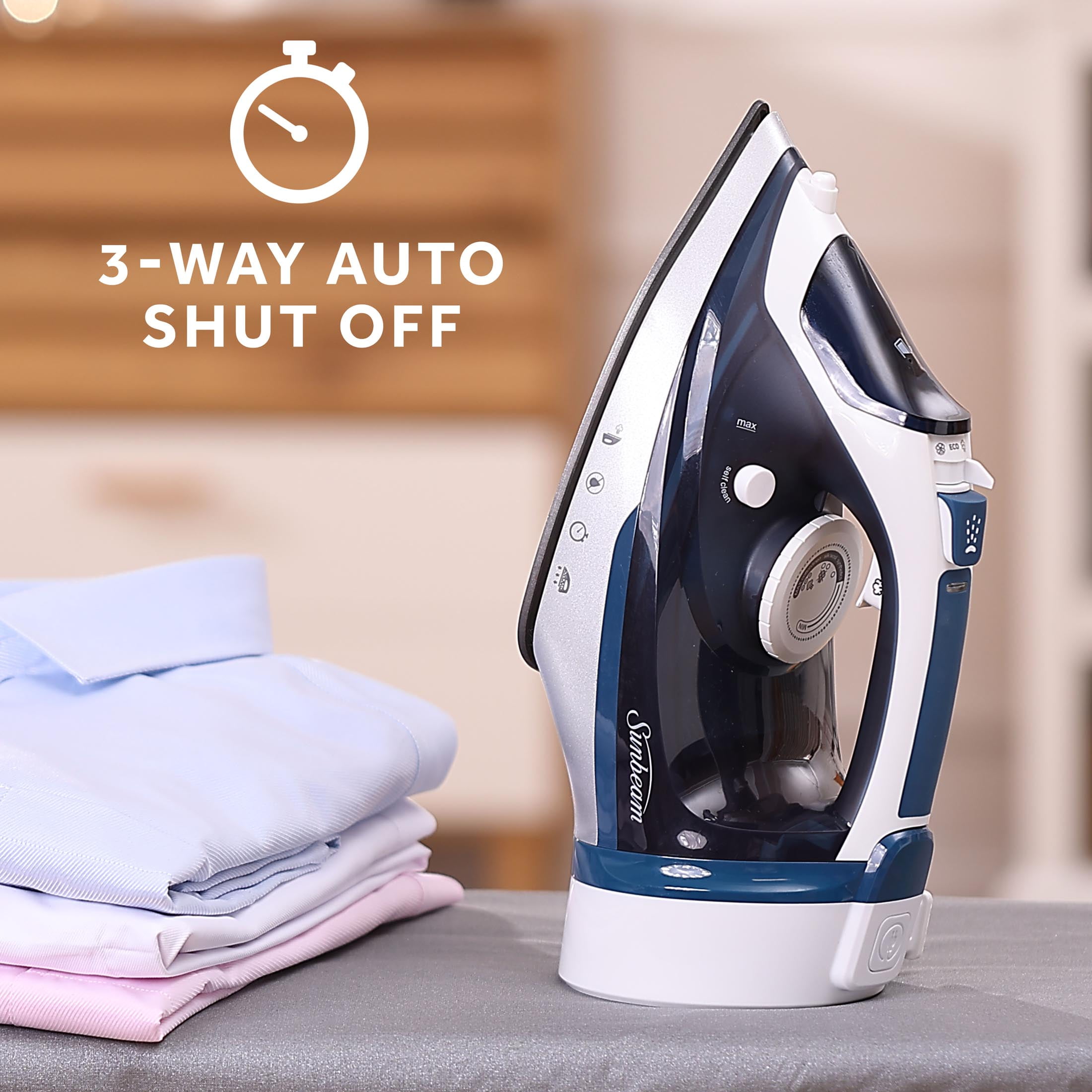 Sunbeam Steam Master Black & Blue Iron with Retractable Cord - Bed Bath &  Beyond - 10705216
