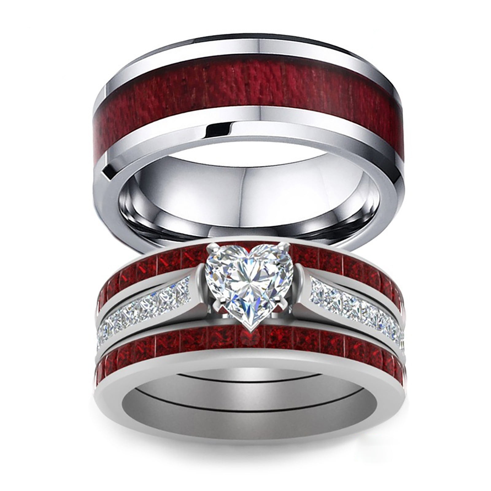 TIHLMK Sales Clearance Promise Rings for Her Womens Rings 2-in-1 Set  Detachable Shiny Diamond Ring Set Engagement Wedding Rings Inlaid Zircon  Ring - Walmart.com