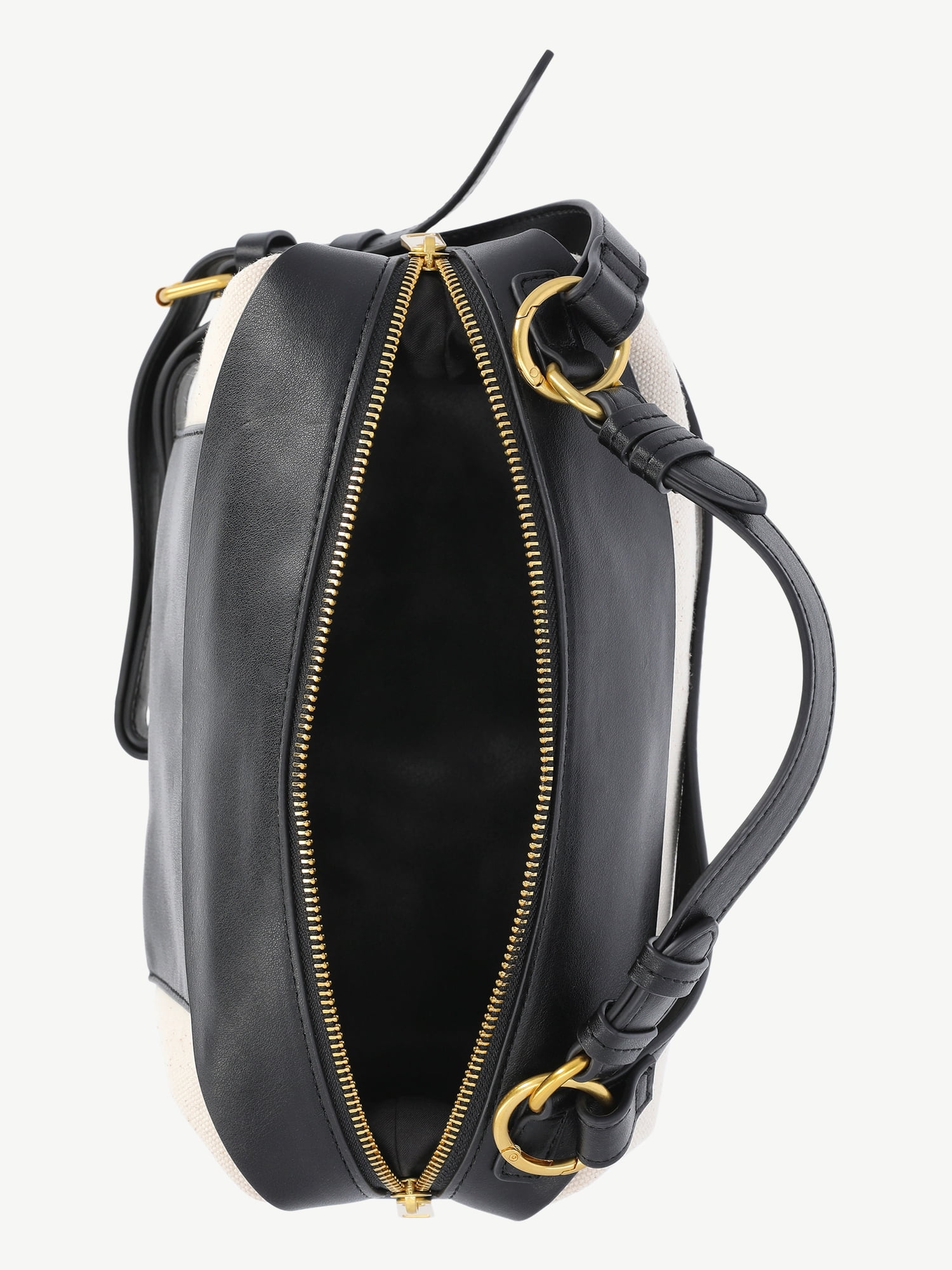 Free Assembly Women's Canvas Crossbody Handbag, Natural/Black