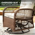 thumbnail image 6 of Outdoor Patio Bistro Set, 3 Pcs Rattan Wicker 360° Swivel Rocking Chairs Set, Balcony Porch Furniture with 2-Tier Coffee Table, Thickened Cushions, 6 of 9