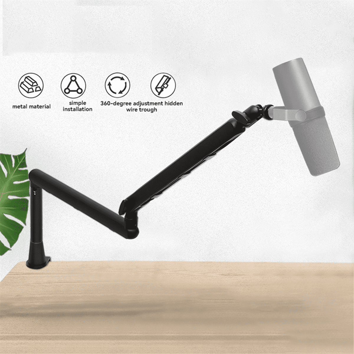 Mic Stand Desk, Heavy Duty Boom Arm Bear with Desk Mount Clamp, Adjustable Microphone Stand Desk, Desk Mic Stand