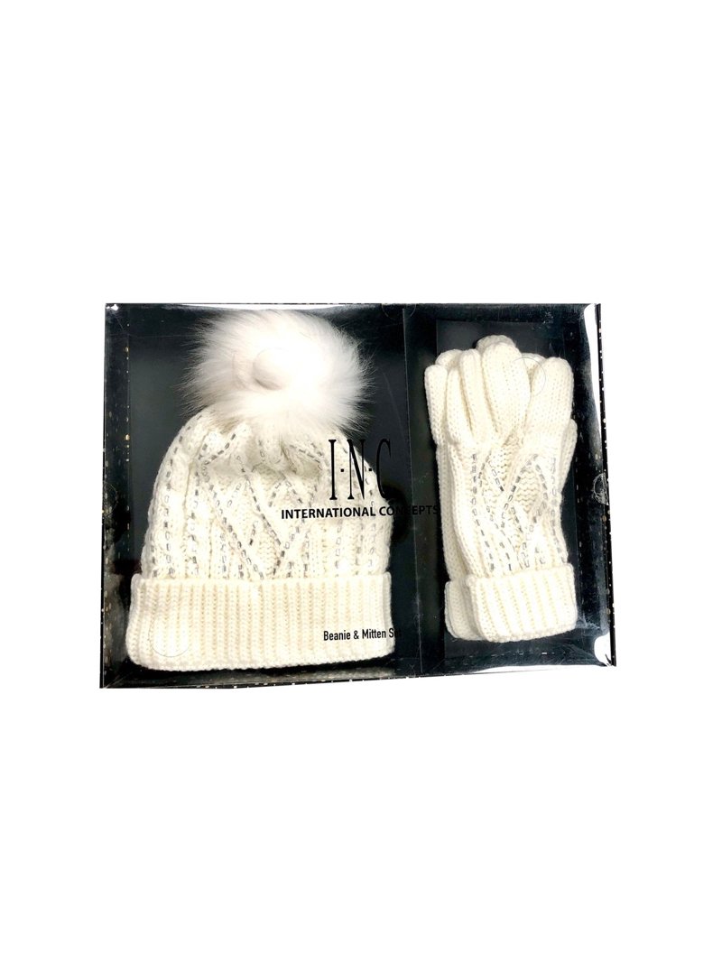 I.N.C. International Concepts Women’s Beanie Hat & Gloves Set/Cream-White/NWT INC International Concepts Women main image 3