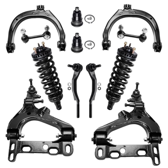 Detroit Axle -  Front End Kit for Chevy Trailblazer EXT GMC Envoy XUV XL Buick Rainier Saab 9-7x Isuzu Ascender Olds Bravada, Struts Control Arms Sway Bars Upper Ball Joints Tie Rods Replacement