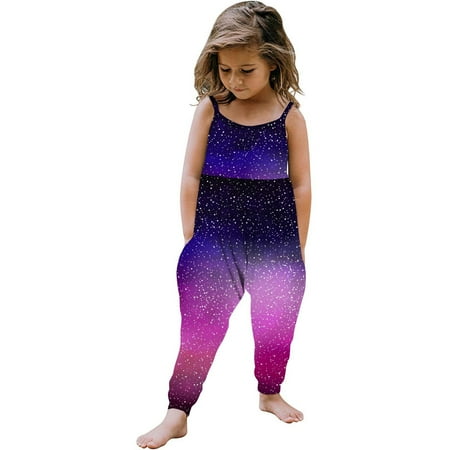 

3-4 Years Toddler Girl Clothes Baby Girls Summer Sleeveless Clothing One Piece Halter Romper Jumpsuit 1-6T Purple B