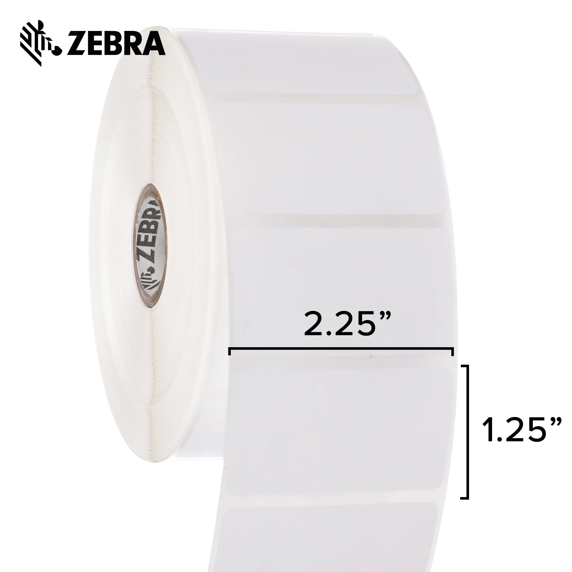 Zebra 2.25 x 1.25 in Direct Thermal Polypropylene labels PolyPro 4000D Permanent Adhesive ...