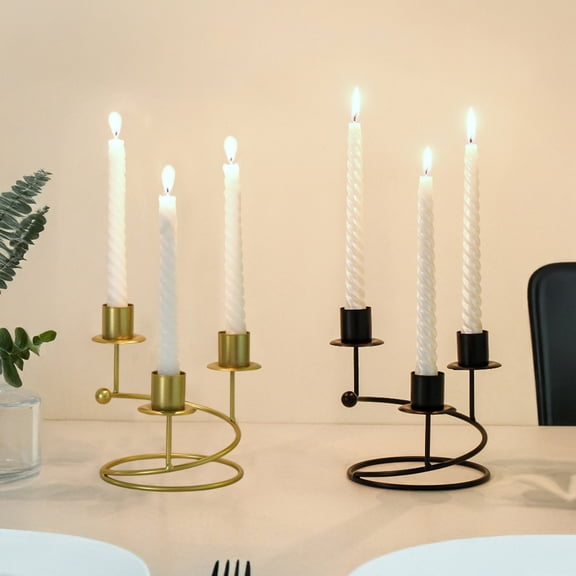 Bent Candle Holders, 3-head Candelabra, Iron Table Centerpiece, Curved Design for Romantic Dining,Vsgery