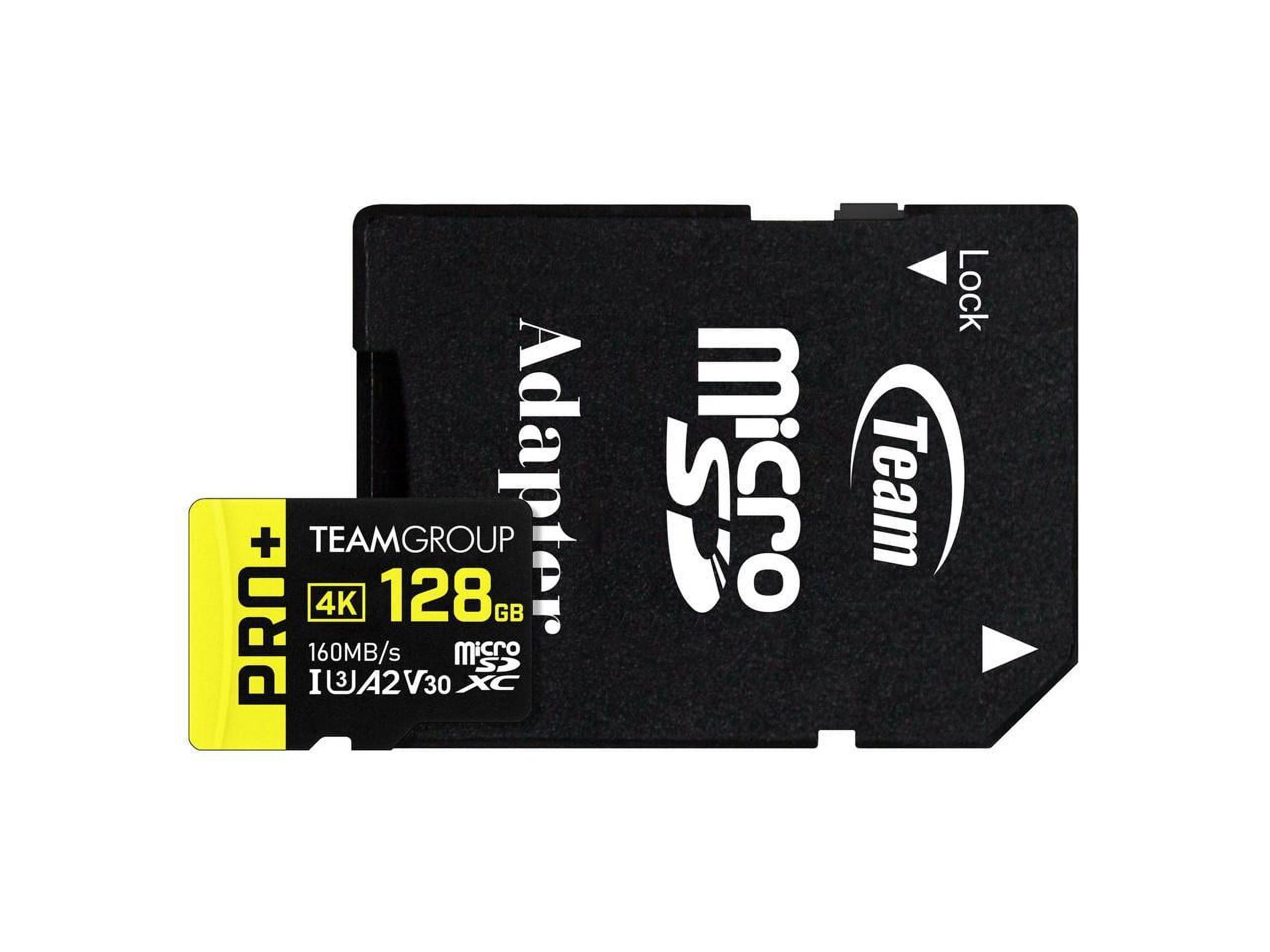 Team 128GB PRO+ microSDHC UHS-I/U3 Class 10 Memory Card with Adapter, Speed Up to 160MB/s (TPPMSDX128GIA2V3003)