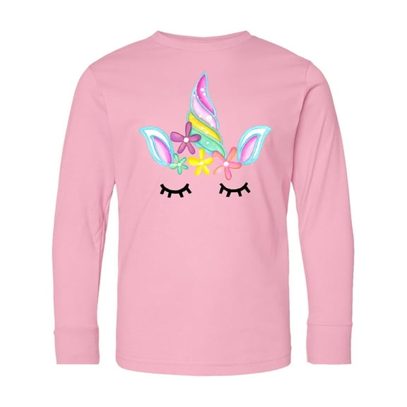 Inktastic Unicorn Face Long Sleeve Youth T-Shirt