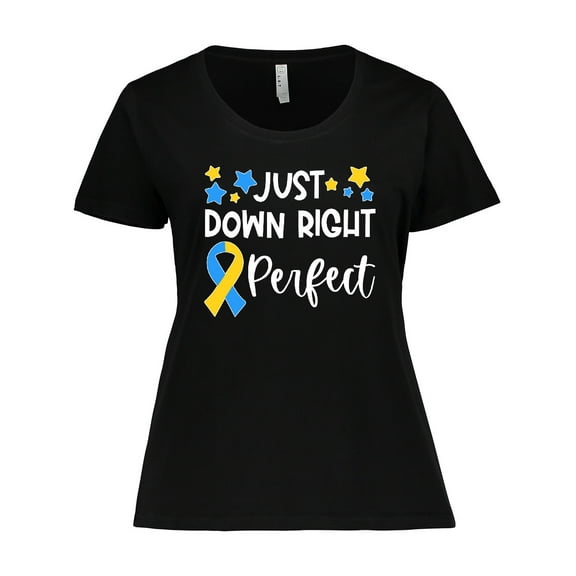 Inktastic Just Down Right Perfect Down Syndrome Awareness Ribbon Women's Plus Size T-Shirt