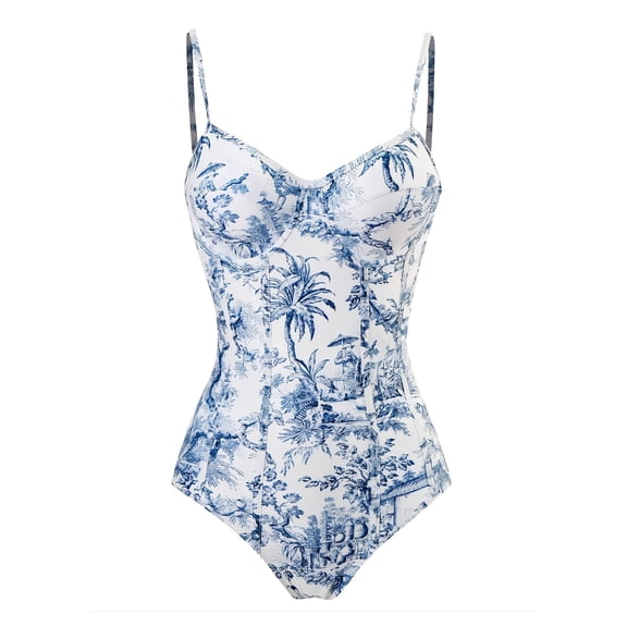 Women's Two Piece Swimsuit Floral Print One Piece Bathing Suit with Wrap Cover Up Skirt; Modest Swimwear for Vacation, Beach, Pool; Summer Swimsuits for Women