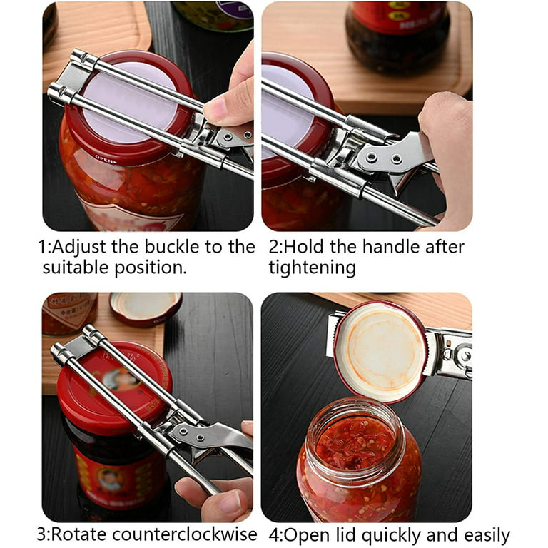 Stainless Steel Adjustable Cap Screwer Multifunction Manual Jar Bottle  Bottle Lid Opener Labor-Saving Can Opener For KitchenTool