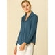 thumbnail image 4 of Camisa de trabajo de manga larga con blusa elegante con cuello en V de oficina para mujer gris azul M INSPIRE CHIC Camisa, 4 of 6