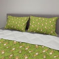 thumbnail image 2 of Anime Comforter & Sham Bedding Set, Toy Rabbits Pattern on a Green Background with Doodle Carrots, 3 pcs Duvet Set Microfiber Filling Quilt, 5 Sizes, Apple Green Yellow, by Ambesonne, 2 of 4