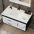 thumbnail image 5 of DEXTRUS 35.4" Bathroom Vanity Floating Wall Mounted Single With Door, Ceramic Sink Vessel and Stone Vanity Tabletop, Wood Base, 5 of 6