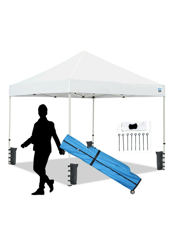 King Canopy Festival 10'x10' Instant Pop up Canopy with Weight Bags , 1-Inch Steel Frame, White
