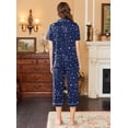 thumbnail image 3 of Pijama Ekouaer Capri para mujer de manga corta con botones, 3 of 6
