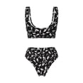 thumbnail image 6 of Rocae Black White Leaves for Bikini Set for Women Two Piece Sexy High Swimsuits Split Crossover Bikini XX-Large, 6 of 9