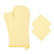 REGALWOVEN Oven Mitts and Pot Holders Sets of 4, Heat Resistant and Non-Slip Yellow 13x7.5inch