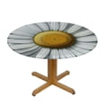thumbnail image 3 of PIKWEEK  Round Tablecloth Fitted Waterproof Table Cover Blossoming Daisy Florals, Elastic Edged Washable Table Cloths for Kitchen Dinning Picnic Party Decor White Flower on Black, 3 of 7