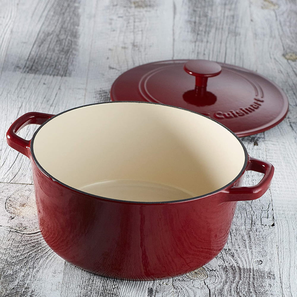 Cuisinart CI670-30RDM Chef's Classic Enameled Cast Iron 7-Quart Round  Covered Casserole, Cardinal Red