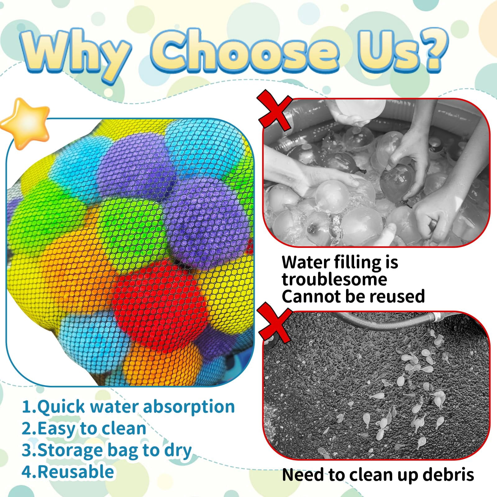 60 Pcs Reusable Water Balloons Soft Splash Balls for Outdoor Summer Family Activities