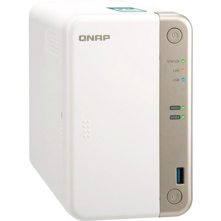 QNAP TS-251B SAN/NAS Storage System - Intel Celeron J3355 Dual-core (2 Core) 2 GHz - 2 x HDD Supported - 2 x SSD Supported - 2 GB RAM DDR3L SDRAM - Serial ATA/600 Controller - RAID Supported 0, 1,