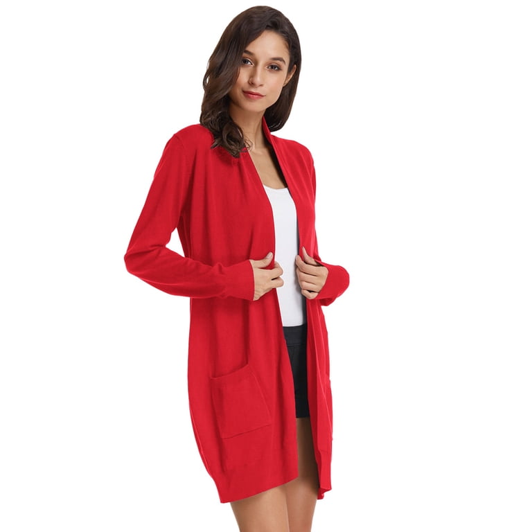 Grace Karin Gebreide Damesjas Met Lange Mouwen Casual Cardigan Sweater Open Voorzijde, L