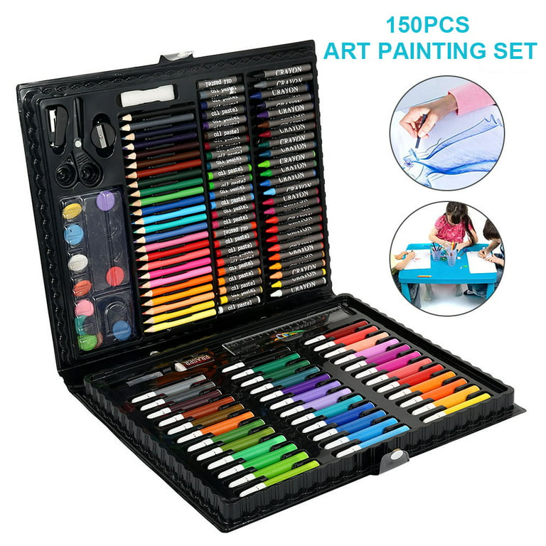 150 PCS Portable Art Set Painting & Drawing Supplies Kit, Water Color Pen  Crayon Oil Pastel Painting Tool Art Supplies for Student Kids Gift Set 