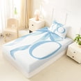 thumbnail image 4 of Erosebridal Blue Bowknot Twin Sheet Sets for Girls, Monogrammed O Bedding, 3pcs, 1 Flat Sheet, 1 Fitted Sheet and 1 Pillowcase, 4 of 5
