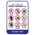 thumbnail image 1 of Pool Rules Sign, No Running No Pushing No Smoking, 12x18 Aluminum, 1 of 8