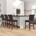 thumbnail image 2 of Abble 25" Upholstered Wooden Faux Leather Indoor Full Back Kitchen Bar Stool(Set of 2), 2 of 6